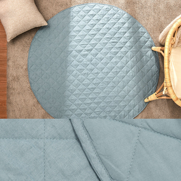 Little Gem Round Linen Cotton Baby Play Mat Capri 130cm Diameter V442-HIN-MISC-BABYPLAYMAT-CAPRI-RD