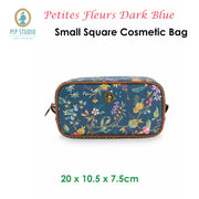 PIP Studio Petites Fleurs Dark Blue Small Square Cosmetic Bag V442-HIN-MISC-COSMETICFLEURSS-DARKBLUE-SQ