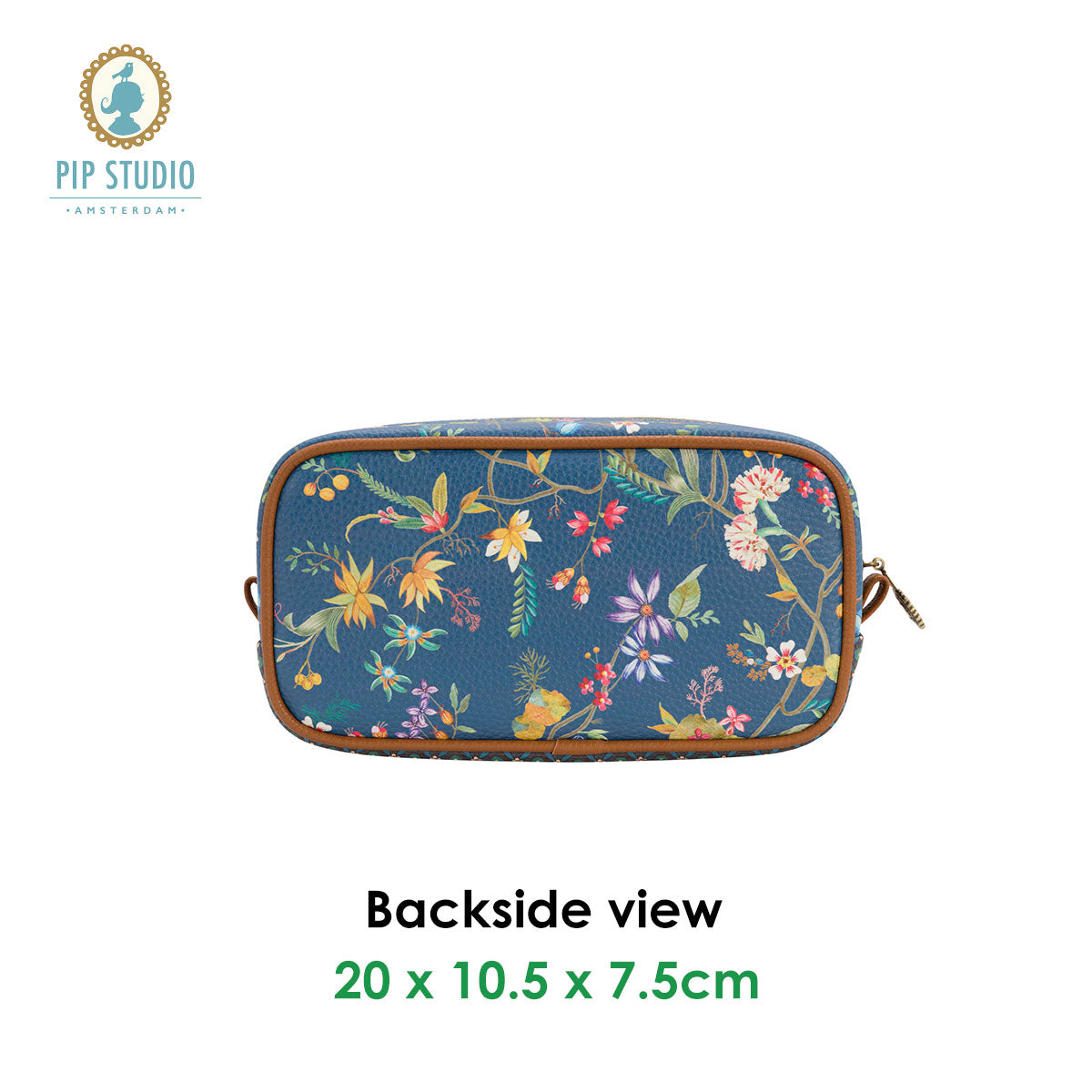 PIP Studio Petites Fleurs Dark Blue Small Square Cosmetic Bag V442-HIN-MISC-COSMETICFLEURSS-DARKBLUE-SQ