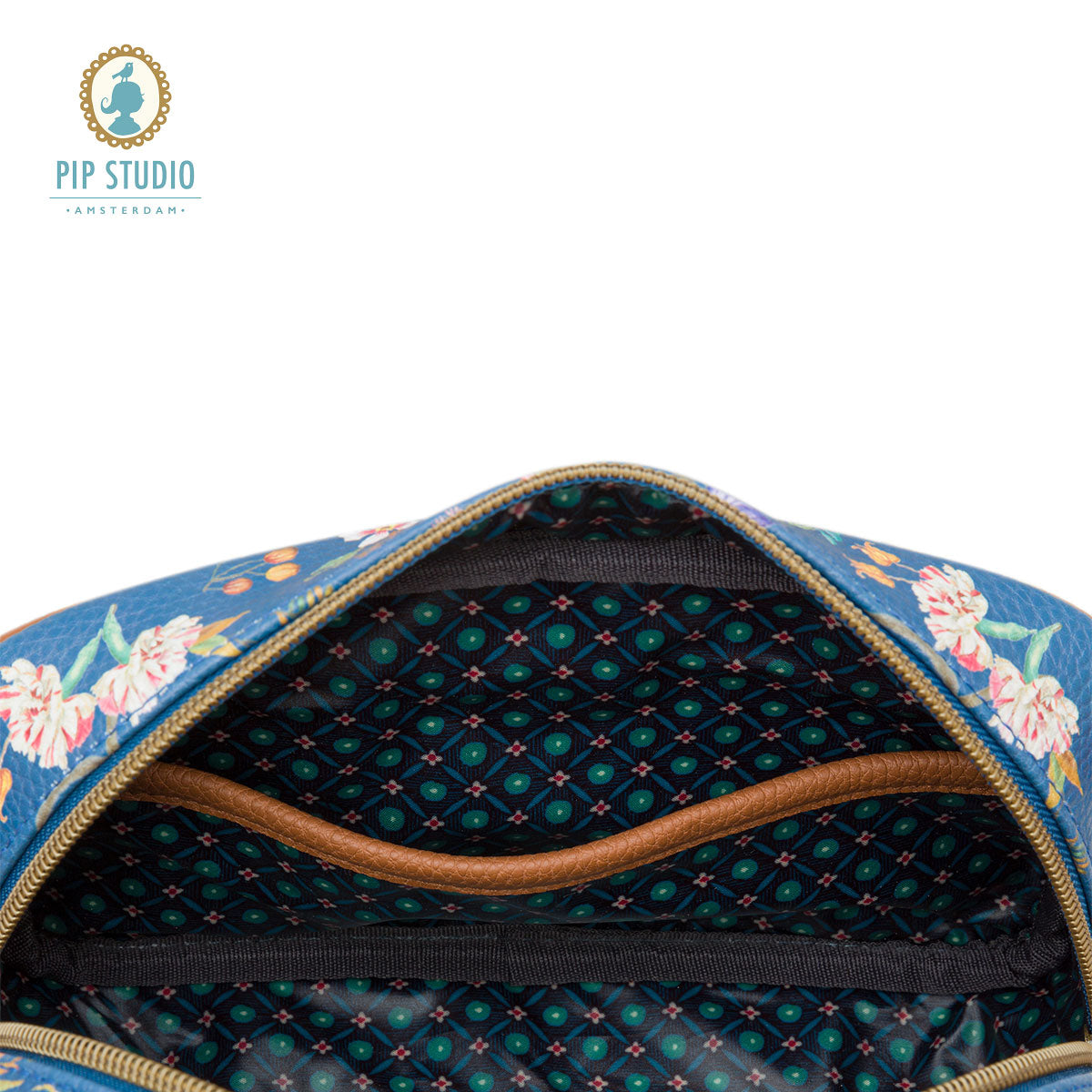 PIP Studio Petites Fleurs Dark Blue Small Square Cosmetic Bag V442-HIN-MISC-COSMETICFLEURSS-DARKBLUE-SQ