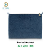 PIP Studio Velvet Quilted Dark Blue Large Cosmetic Flat Pouch V442-HIN-MISC-FLATPOUCHQUILTEDL-BLUE-SH