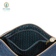 PIP Studio Velvet Quilted Dark Blue Large Cosmetic Flat Pouch V442-HIN-MISC-FLATPOUCHQUILTEDL-BLUE-SH