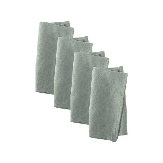 Vintage Design Homewares Set of 4 Washed Linen Cotton Square Napkins Green 50cm x 50cm V442-HIN-MISC-SETOF4LCOTTONNAPKINS-GREEN-SQ
