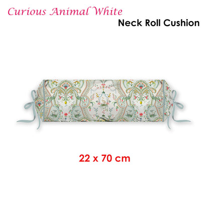 PIP Studio Curious Animal White Neck Roll Cushion V442-HIN-NECKROLL-CURIOUSANIMAL-WHITE-NK