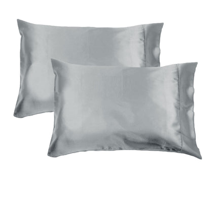 Accessorize 300TC Deluxe Essentials Satin Standard Pillowcases Silver V442-HIN-PILLOWC-300TCSATIN-SILVER-ST