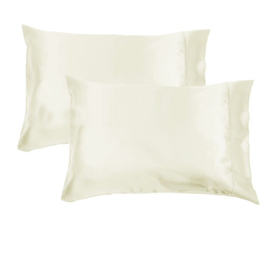 Accessorize 300TC Deluxe Essentials Satin Standard Pillowcases Stone (Ivory) V442-HIN-PILLOWC-300TCSATIN-STONE-ST