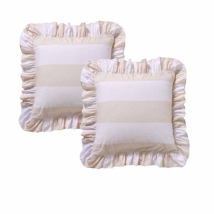 Vintage Design Homewares Pair of Candy Ruffle Natural European Pillowcases 65 x 65cm V442-HIN-PILLOWC-CANDYRUFFLE-NATURAL-EU
