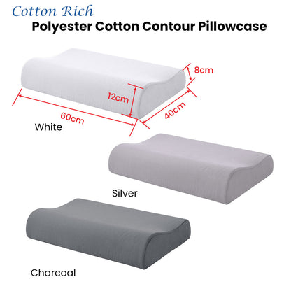 Accessorize White Cotton Rich Contour Pillowcase 40x60x12cm V442-HIN-PILLOWC-CONTOUR-WHITE-SH