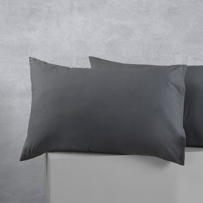 Accessorize Pair of Cotton Polyester Standard Pillowcases Charcoal V442-HIN-PILLOWC-COTTONPOLYESTER-CHARCOAL-ST