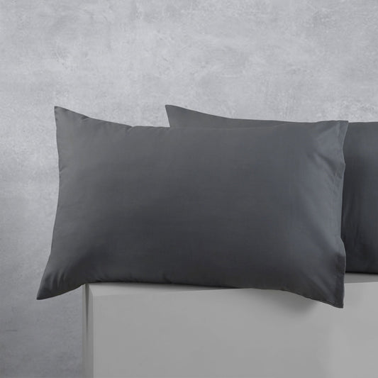 Accessorize Pair of Cotton Polyester Standard Pillowcases Charcoal V442-HIN-PILLOWC-COTTONPOLYESTER-CHARCOAL-ST
