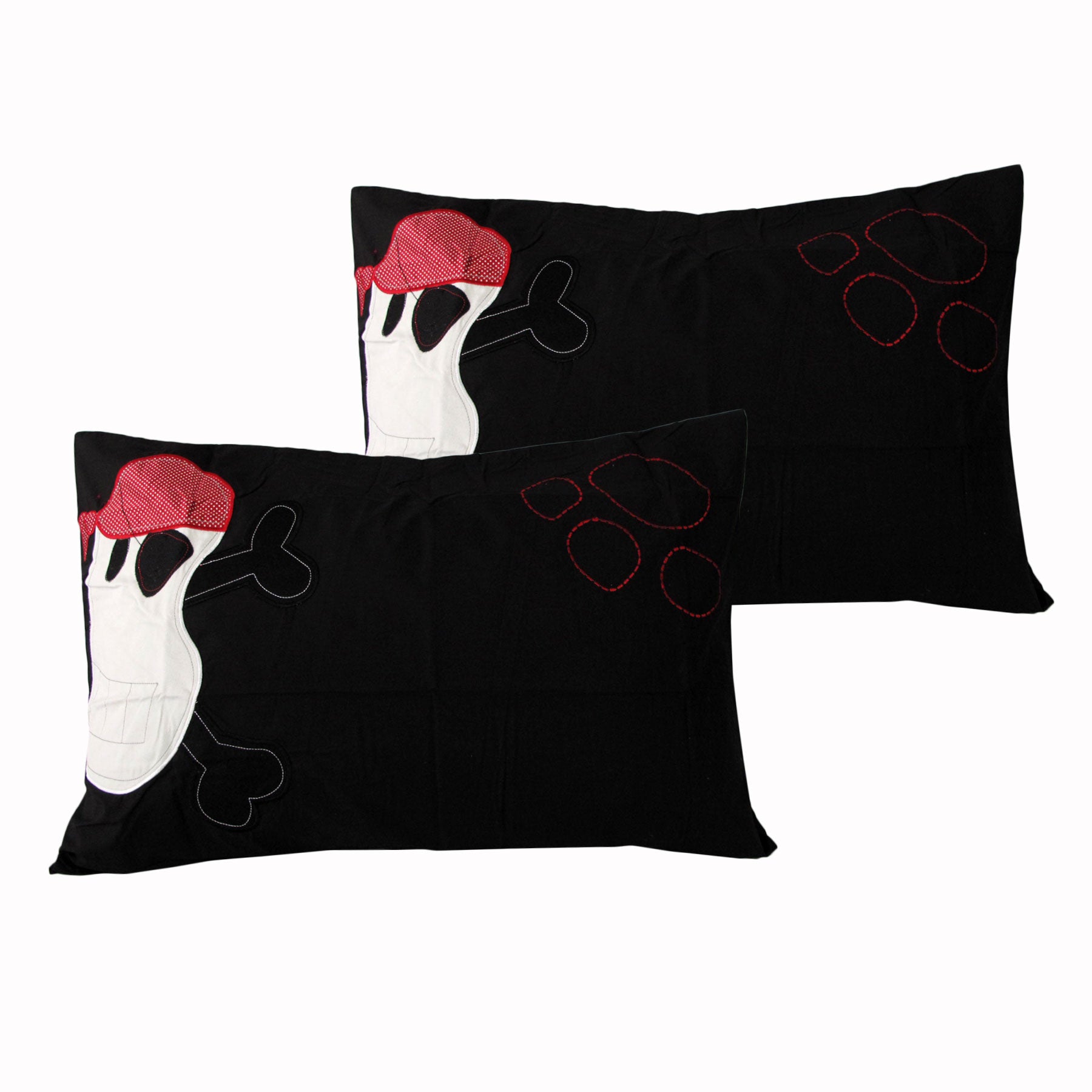 Happy Kids A Pair of Funny Bones Standard Pillowcases V442-HIN-PILLOWC-FUNNYBONES-BLACK-ST