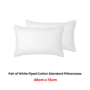 Accessorize Pair of White Piped Hotel Deluxe Cotton Standard Pillowcases V442-HIN-PILLOWC-HOTELPIPED-WHITE-ST