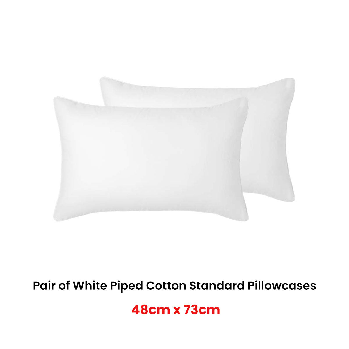 Accessorize Pair of White Piped Hotel Deluxe Cotton Standard Pillowcases V442-HIN-PILLOWC-HOTELPIPED-WHITE-ST
