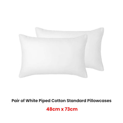 Accessorize Pair of White Piped Hotel Deluxe Cotton Standard Pillowcases V442-HIN-PILLOWC-HOTELPIPED-WHITE-ST