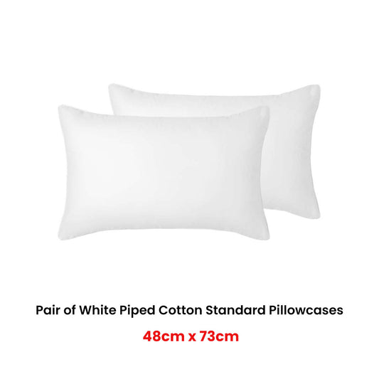 Accessorize Pair of White Piped Hotel Deluxe Cotton Standard Pillowcases V442-HIN-PILLOWC-HOTELPIPED-WHITE-ST