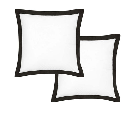 Accessorize Pair of White/Black Tailored Hotel Deluxe Cotton European Pillowcases V442-HIN-PILLOWC-HOTELTAILORED-WHITEBLACK-EU