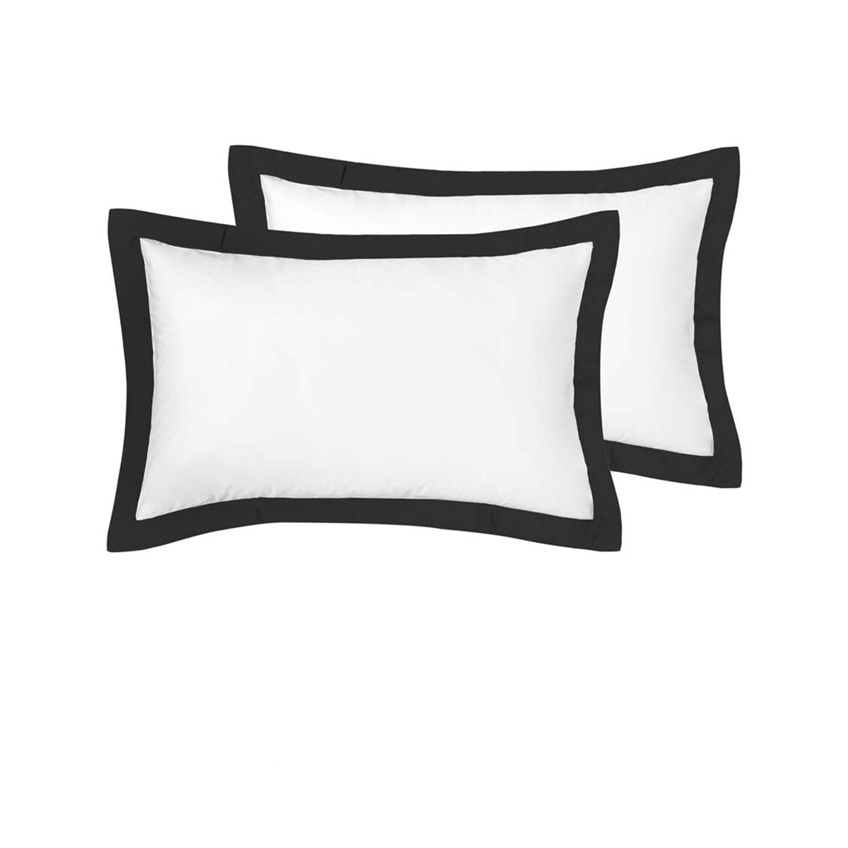 Accessorize Pair of White/Black Tailored Hotel Deluxe Cotton Standard Pillowcases V442-HIN-PILLOWC-HOTELTAILORED-WHITEBLACK-ST