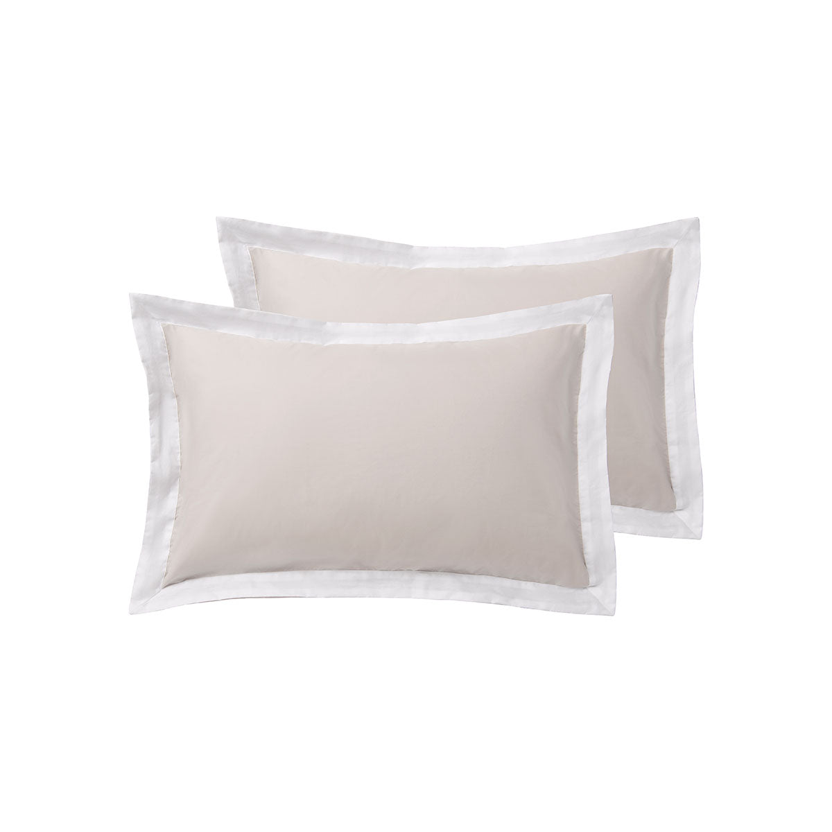 Accessorize Pair of White/Natural Tailored Hotel Deluxe Cotton Standard Pillowcases V442-HIN-PILLOWC-HOTELTAILORED-WHITENATURAL-ST