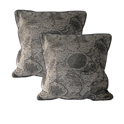 Accessorize Pair of Trudie Lace European Pillowcases Black V442-HIN-PILLOWC-PAIROFTRUDIE-BLACK-EU