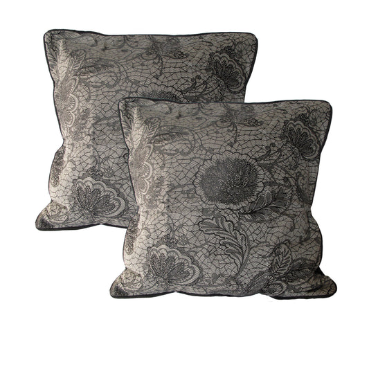 Accessorize Pair of Trudie Lace European Pillowcases Black V442-HIN-PILLOWC-PAIROFTRUDIE-BLACK-EU