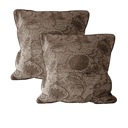 Accessorize Pair of Trudie Lace European Pillowcases Chocolate V442-HIN-PILLOWC-PAIROFTRUDIE-CHOCOLATE-EU