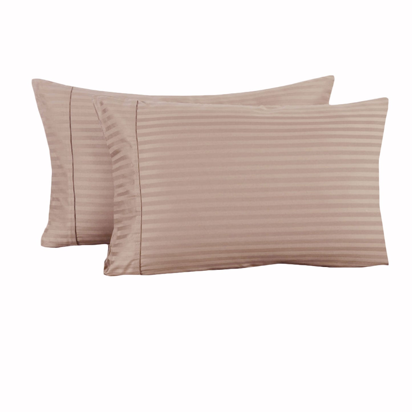 Accessorize 325TC Pair of Cuffed Standard Pillowcases Blush V442-HIN-PILLOWC-STRIPECUFFED-BLUSH-ST
