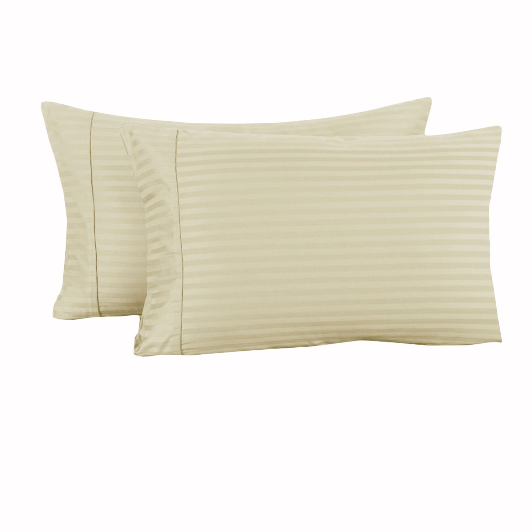 Accessorize 325TC Pair of Cuffed Standard Pillowcases Ecru V442-HIN-PILLOWC-STRIPECUFFED-ECRU-ST