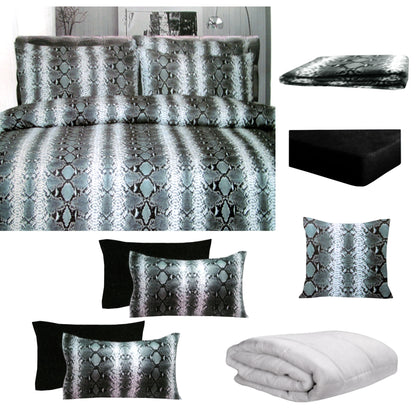 Big Sleep 8 Pce Bed in a Bag Set Snake Skin Black Double V442-HIN-QUILTCS-8PCESNAKESKIN-BLACK-DS