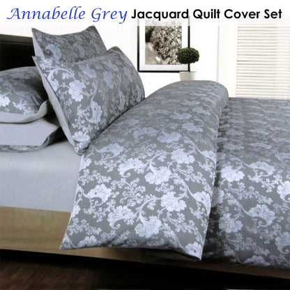 Accessorize Annabelle Grey Jacquard Quilt Cover Set Double V442-HIN-QUILTCS-ANNABELLE-GREY-DS
