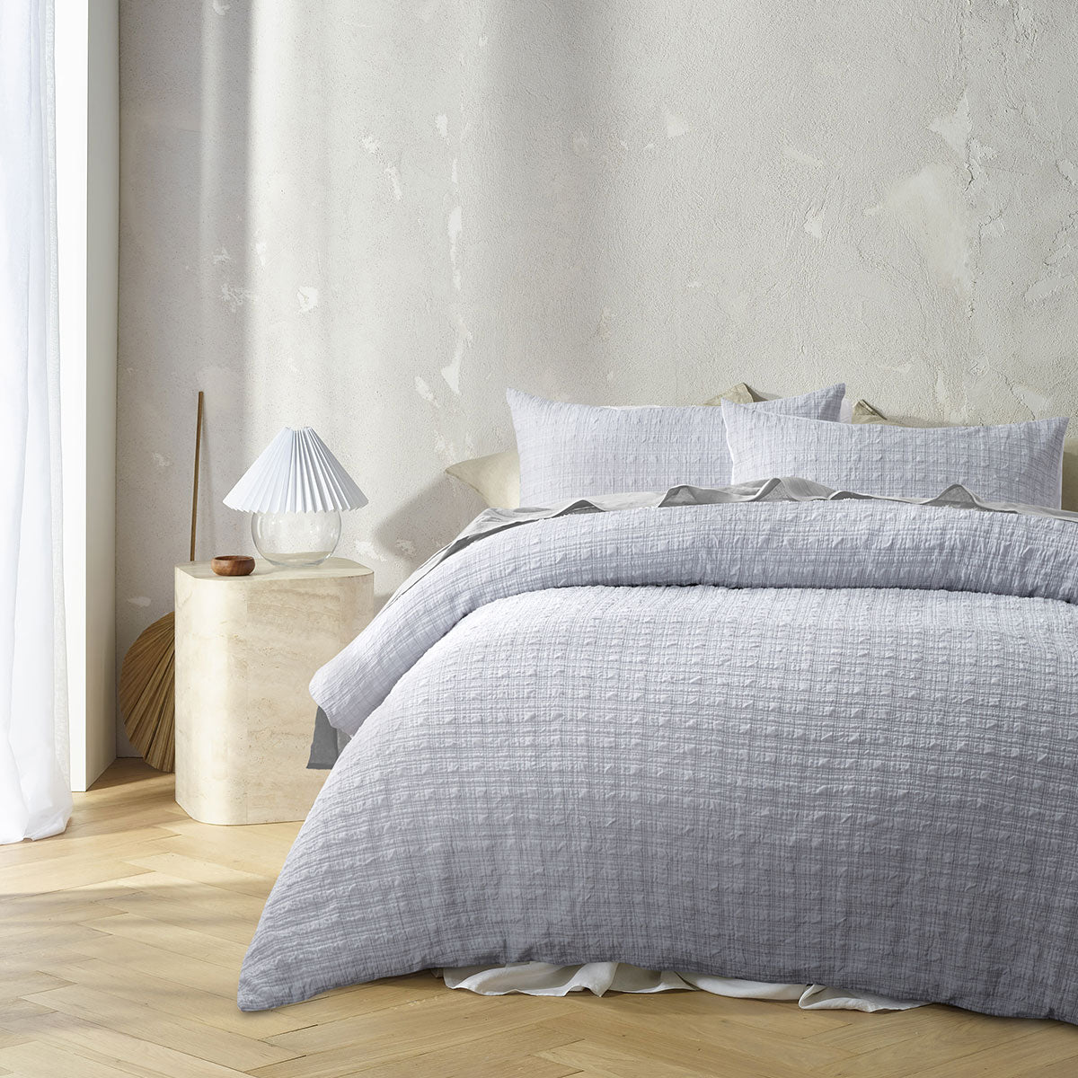 Accessorize Augusta Grey Ruched Quilt Cover Set King V442-HIN-QUILTCS-AUGUSTA-GREY-KI