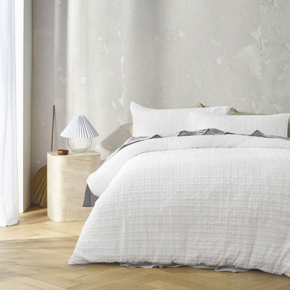 Accessorize Augusta White Ruched Quilt Cover Set King V442-HIN-QUILTCS-AUGUSTA-WHITE-KI