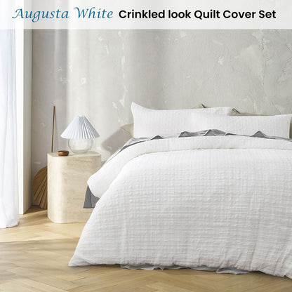 Accessorize Augusta White Ruched Quilt Cover Set King V442-HIN-QUILTCS-AUGUSTA-WHITE-KI
