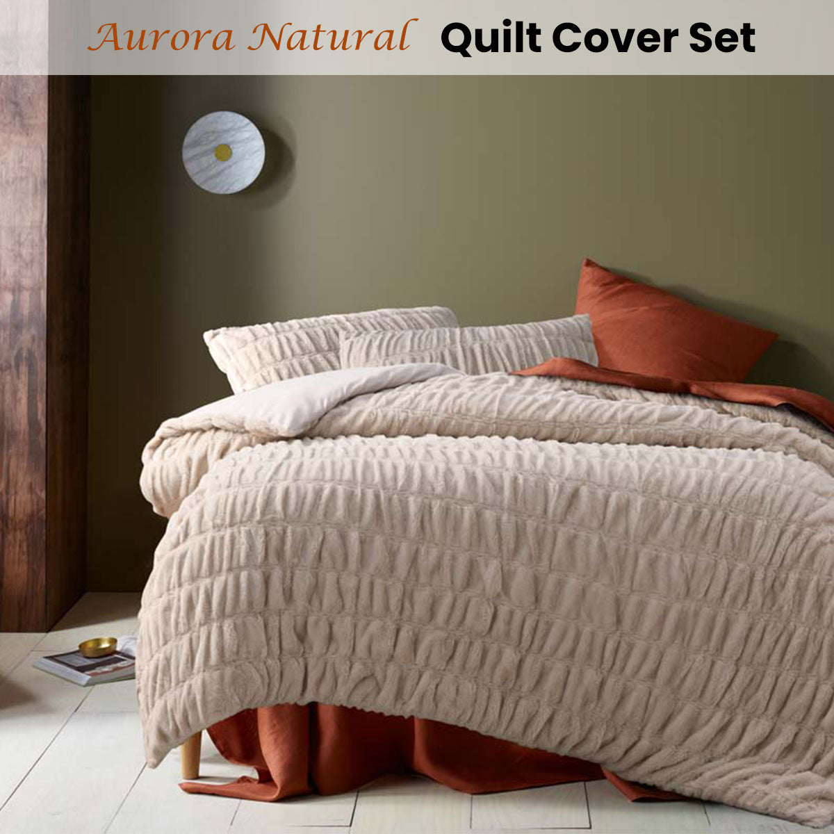 Accessorize Aurora Natural Quilt Cover Set Double V442-HIN-QUILTCS-AURORA-NATURAL-DS