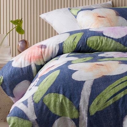 Accessorize Bella Blue Cotton Floral Quilt Cover Set Double V442-HIN-QUILTCS-BELLA-BLUE-DS