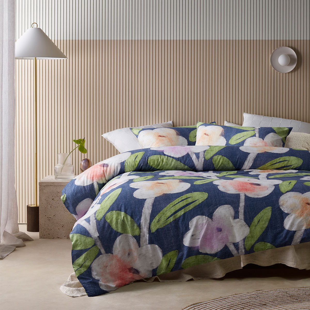 Accessorize Bella Blue Cotton Floral Quilt Cover Set Single V442-HIN-QUILTCS-BELLA-BLUE-SB
