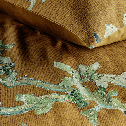 Bedding House Blossoming Ochre Cotton Sateen Quilt Cover Set King V442-HIN-QUILTCS-BLOSSOMING-OCHRE-KI