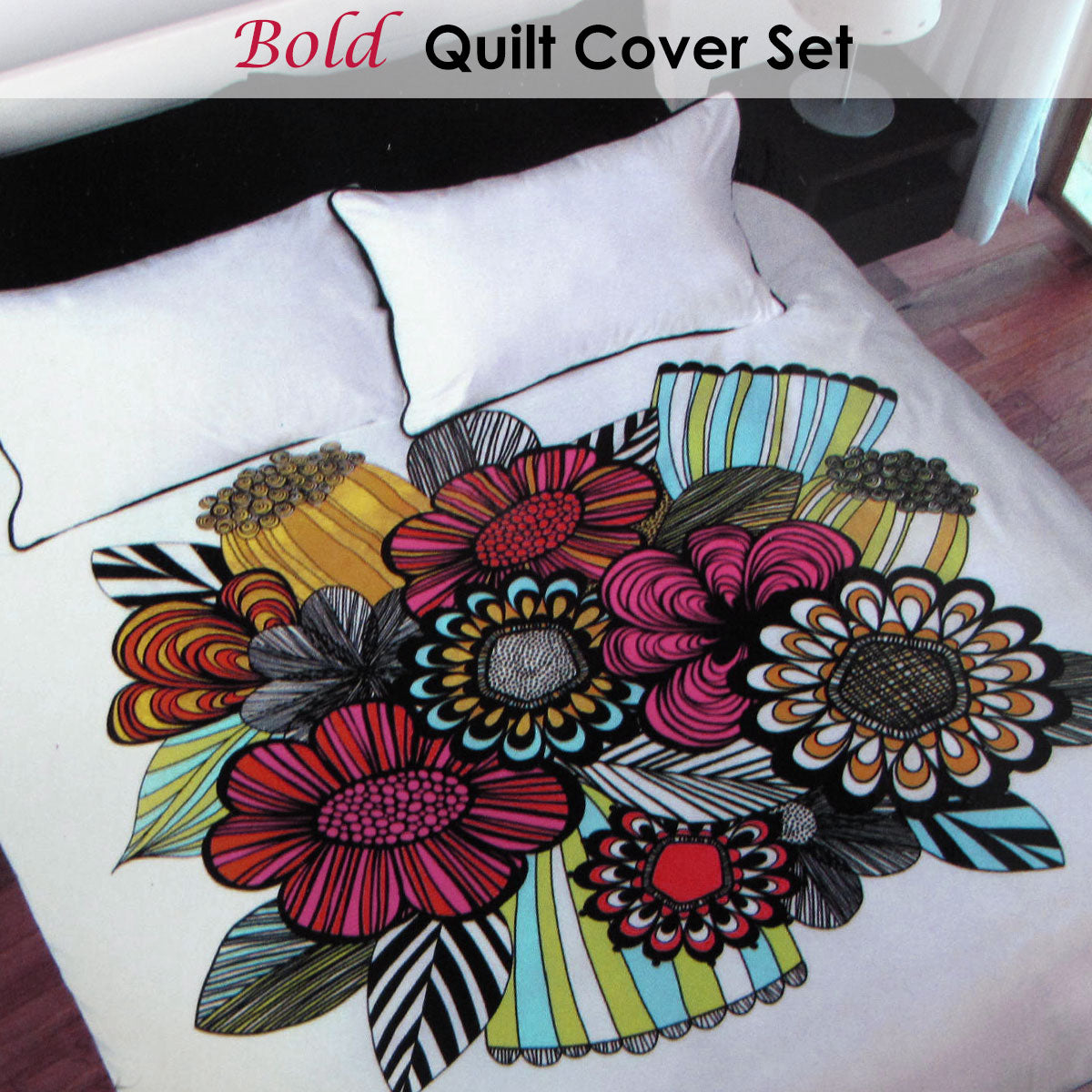 Accessorize Bold Colorful Quilt Cover Set Single V442-HIN-QUILTCS-BOLD-MULTI-SB