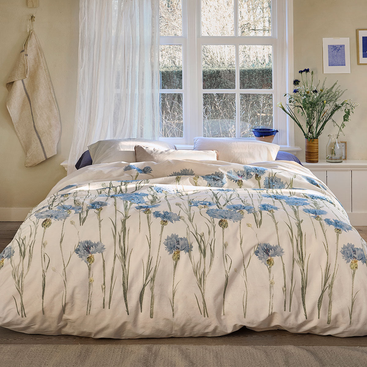 Bedding House Cornflower Sand 100% Cotton Percale Quilt Cover Set Queen V442-HIN-QUILTCS-CORNFLOWER-SAND-QS