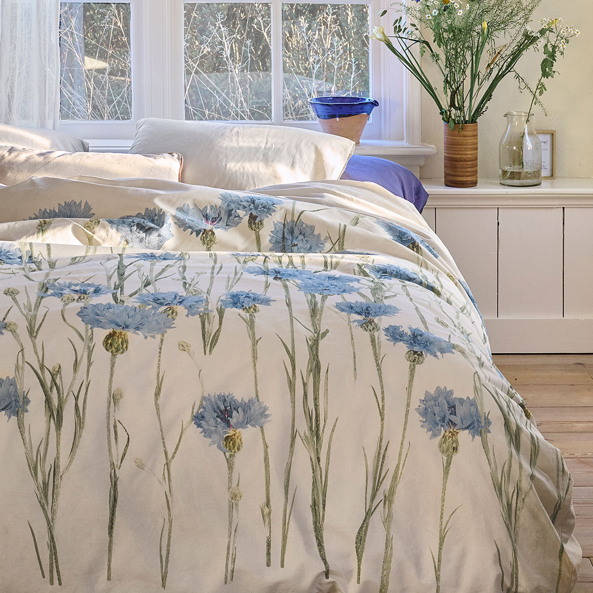 Bedding House Cornflower Sand 100% Cotton Percale Quilt Cover Set Queen V442-HIN-QUILTCS-CORNFLOWER-SAND-QS