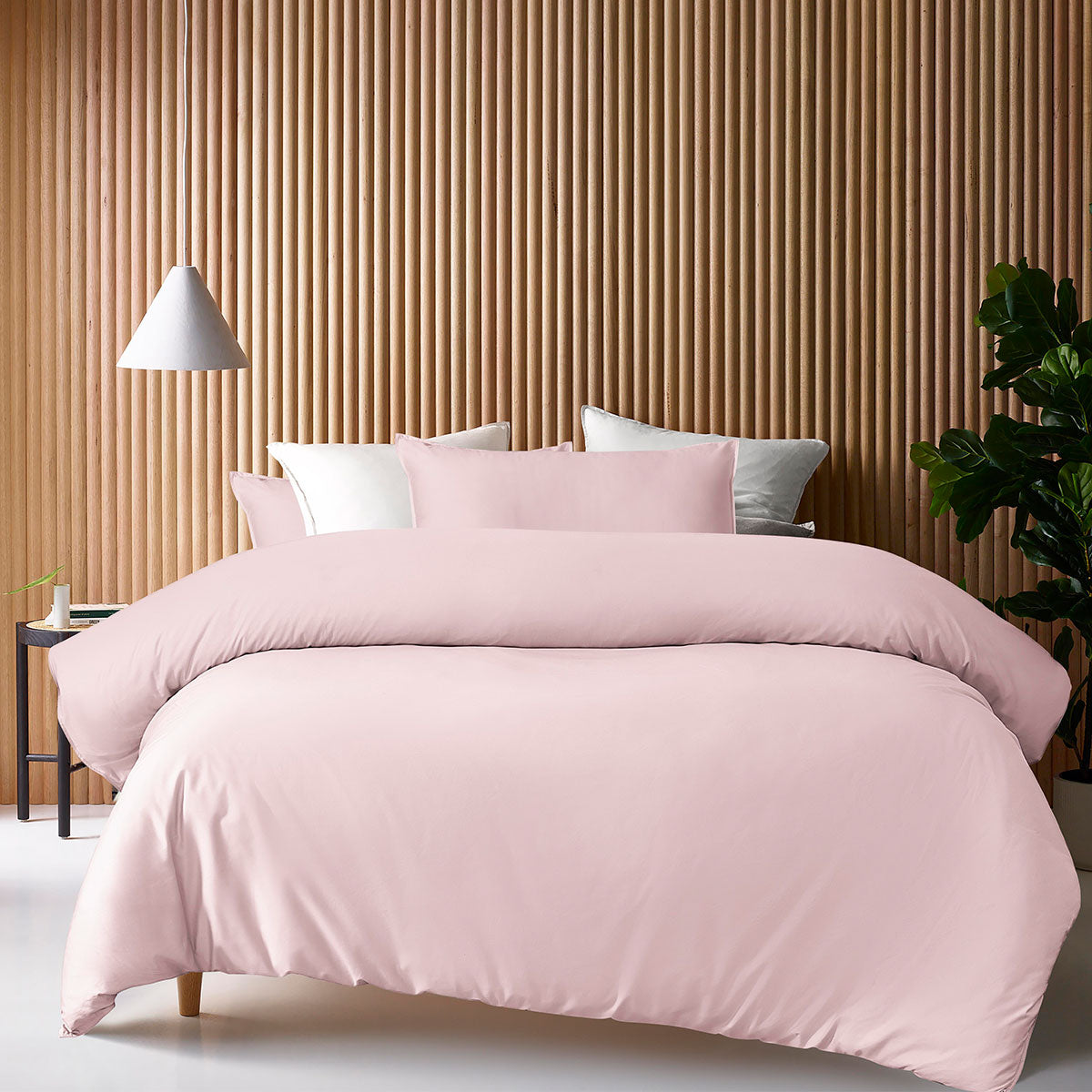 Accessorize 400TC Blush Bamboo Cotton Double Stitch Quilt Cover Set Queen V442-HIN-QUILTCS-DOUBLESTITCH-BLUSH-QS