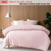 Accessorize 400TC Blush Bamboo Cotton Double Stitch Quilt Cover Set Super King V442-HIN-QUILTCS-DOUBLESTITCH-BLUSH-SK