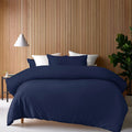 Accessorize 400TC Navy Bamboo Cotton Double Stitch Quilt Cover Set King V442-HIN-QUILTCS-DOUBLESTITCH-NAVY-KI