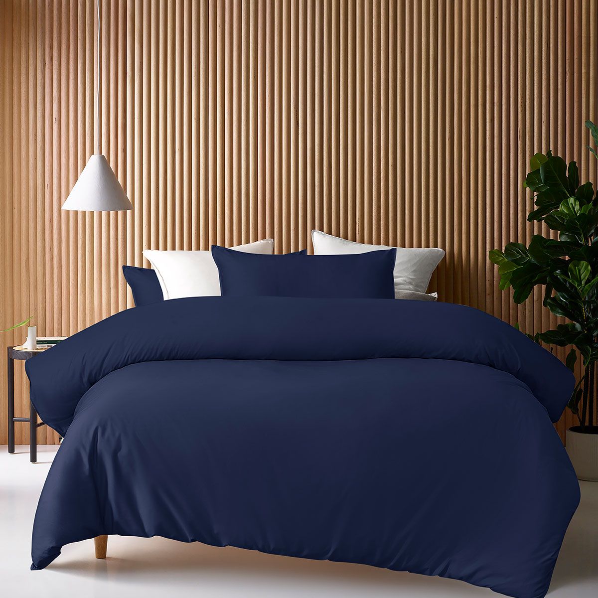 Accessorize 400TC Navy Bamboo Cotton Double Stitch Quilt Cover Set King V442-HIN-QUILTCS-DOUBLESTITCH-NAVY-KI