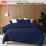 Accessorize 400TC Navy Bamboo Cotton Double Stitch Quilt Cover Set King V442-HIN-QUILTCS-DOUBLESTITCH-NAVY-KI