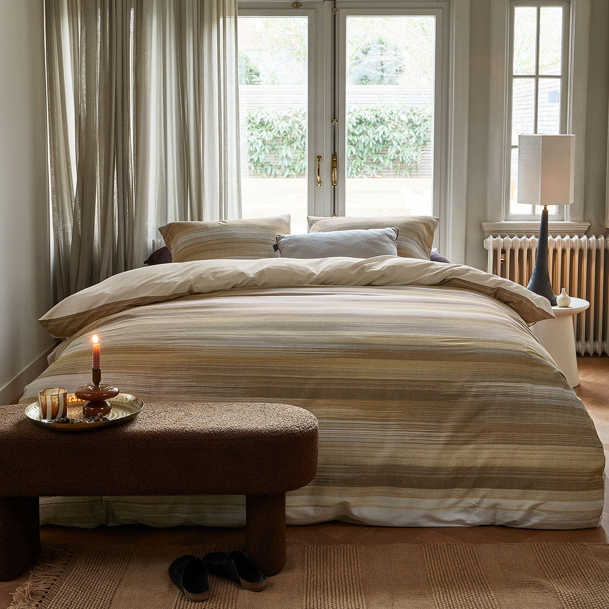 Bedding House Elie Natural Cotton Sateen Quilt Cover Set Queen V442-HIN-QUILTCS-ELIE-NATURAL-QS