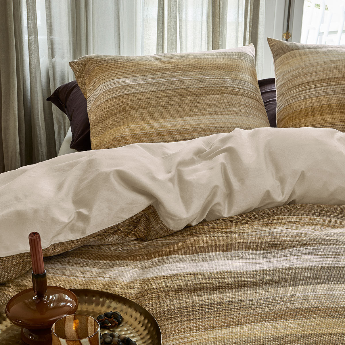 Bedding House Elie Natural Cotton Sateen Quilt Cover Set Queen V442-HIN-QUILTCS-ELIE-NATURAL-QS