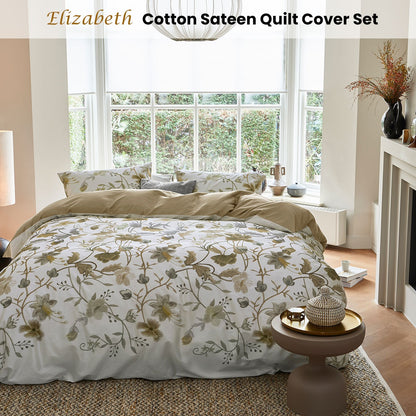 Bedding House Elizabeth White Cotton Sateen Quilt Cover Set King V442-HIN-QUILTCS-ELIZABETH-WHITE-KI