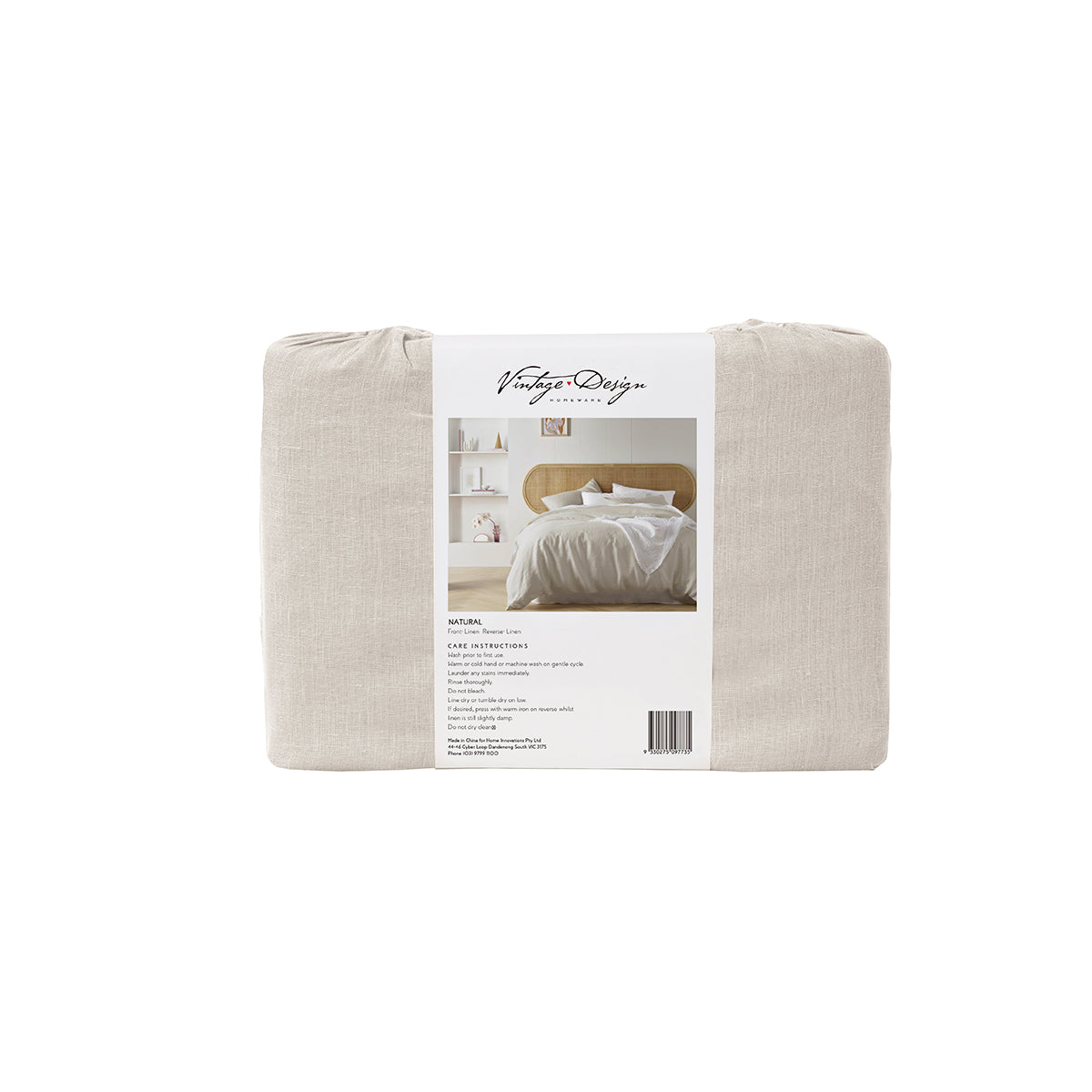 Vintage Design Homewares Natural French Linen Quilt Cover Set Super King V442-HIN-QUILTCS-FRENCHLINEN-NATURAL-SK
