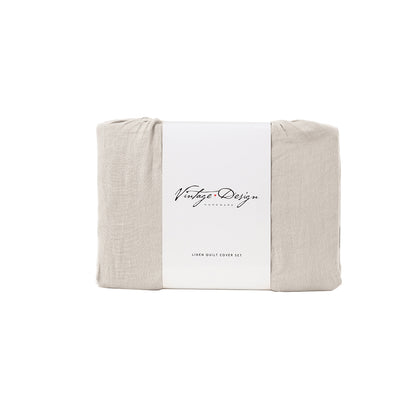 Vintage Design Homewares Natural French Linen Quilt Cover Set Super King V442-HIN-QUILTCS-FRENCHLINEN-NATURAL-SK