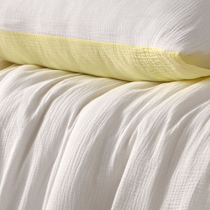 Vintage Design Homewares Hugo Reversible White Butter Cotton Gauze Quilt Cover Set Queen V442-HIN-QUILTCS-HUGO-WHITEBUTTER-QS